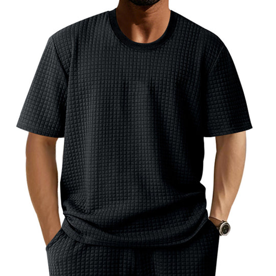 Herren lässiges Rundhals-T-Shirt mit strukturiertem Gewebe EB