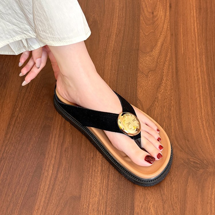 Damen Zehentrenner-Pantoletten mit elegantem Schmuckdetail und komfortabler Sohle EB