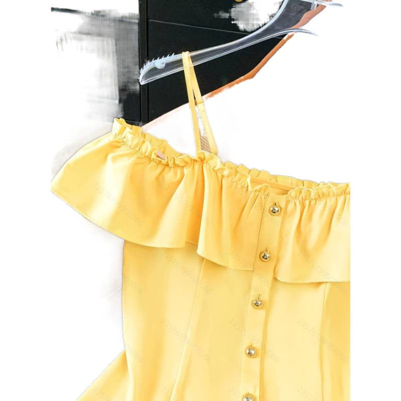 Damen Bluse mit Rüschendetails und Knopfleiste EB