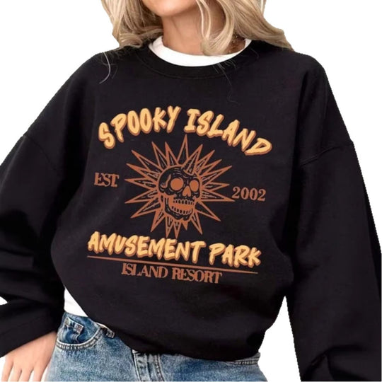 Damen nan lässiges Oversize-Sweatshirt mit Vintage-Schädel-Print und geripptem Saum EB