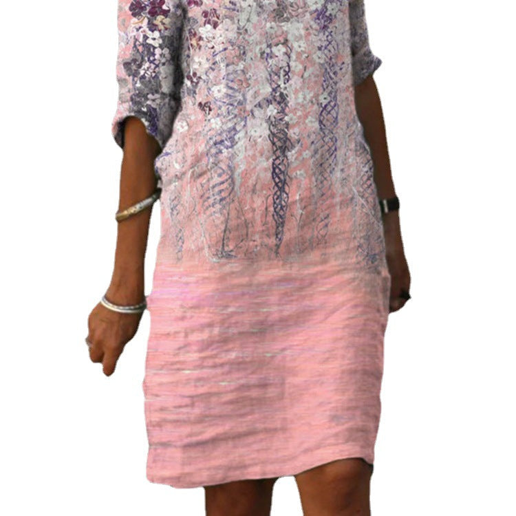 Damen Freizeitkleid mit elegantem Stickdesign und lockerem Schnitt Heidi-Mode