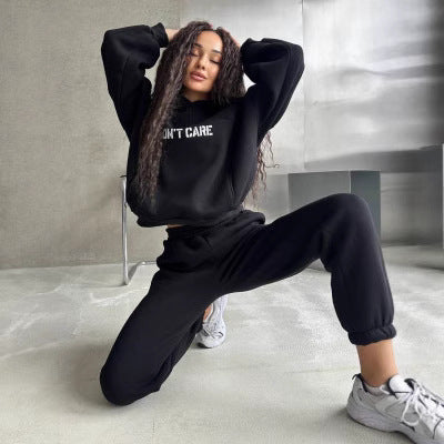 Damen Oversized Hoodie- und Jogginghose-Set aus French-Terry mit Statement-Print EB