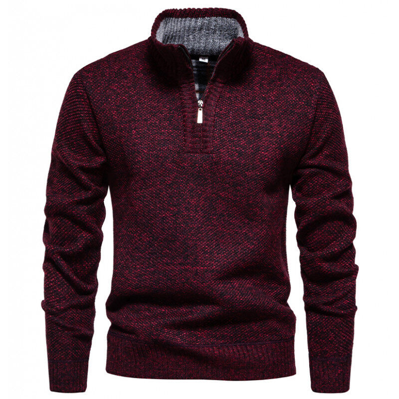 Herren Hochwertiger Pullover mit Stehkragen und Reißverschluss EB