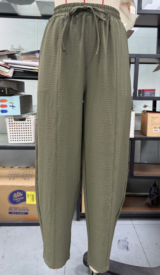 EB | Locker lässige Neun-Punkt-Hose mit Kordelzug und elastischer Taille