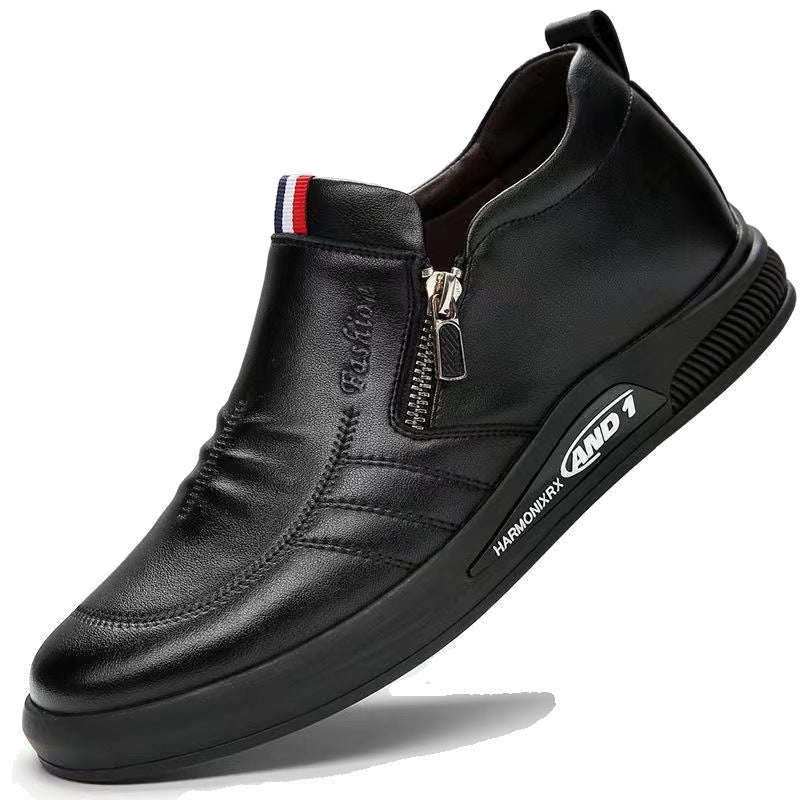 Herren Elegante und komfortable Leder-Slipper mit Reißverschluss EB