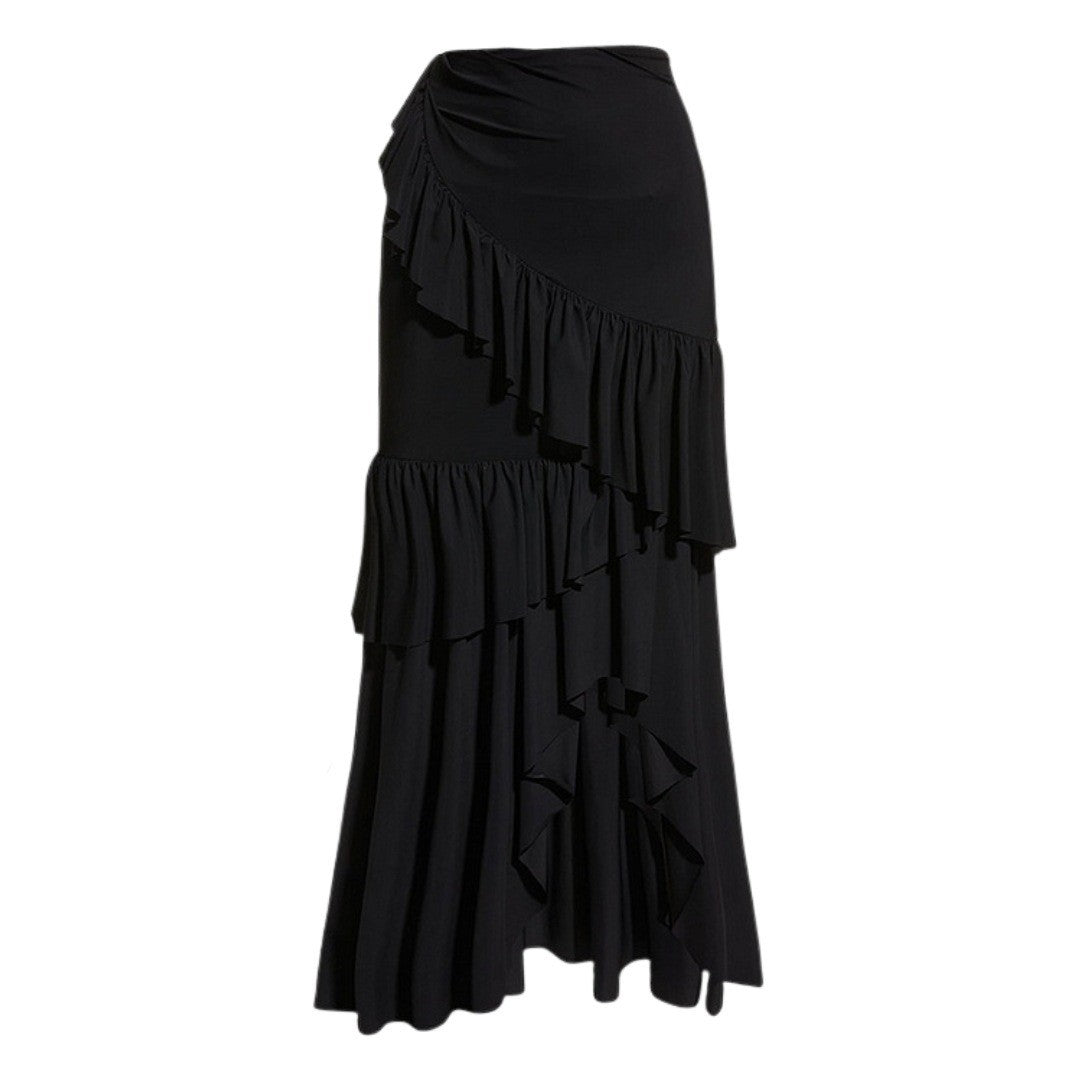 Damen Badeanzug mit floralem Volumen und passendem Wickelrock EB