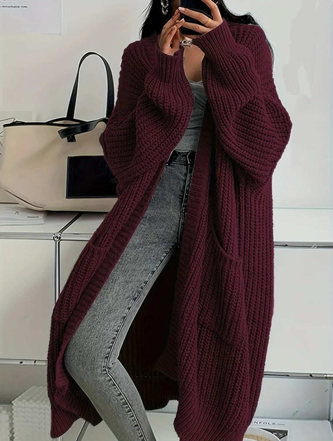Damen Strickmantel im Oversized-Stil EB