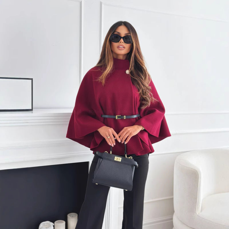 Damen modische Umhängejacke mit stylischem Gürteldetail EB