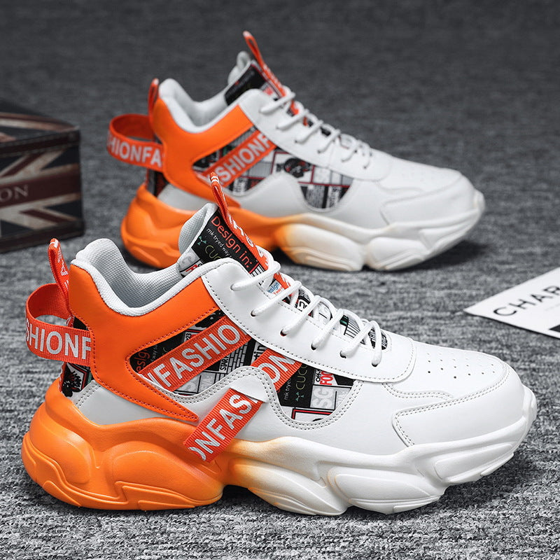 Unisex modische Plateau‑Chunky‑Sneaker mit grafischem Print, verstärkter Fersenlasche und dämpfender Hohlkammersohle EB