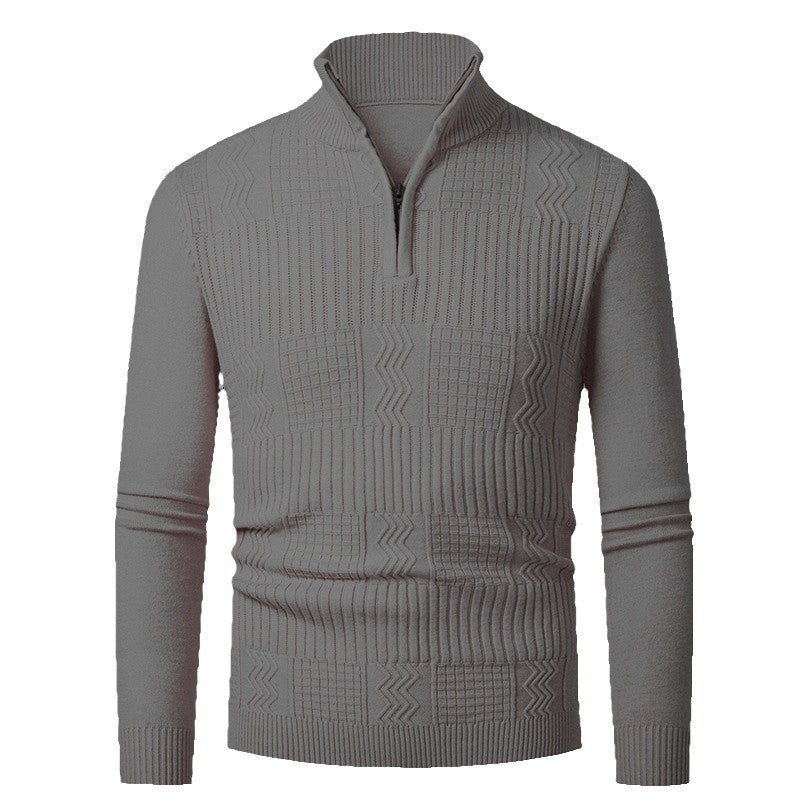 Herren Strickpullover mit modernem Reißverschluss und strukturierter Oberfläche EB