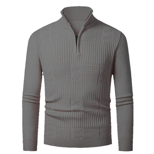 Herren Strickpullover mit modernem Reißverschluss und strukturierter Oberfläche EB