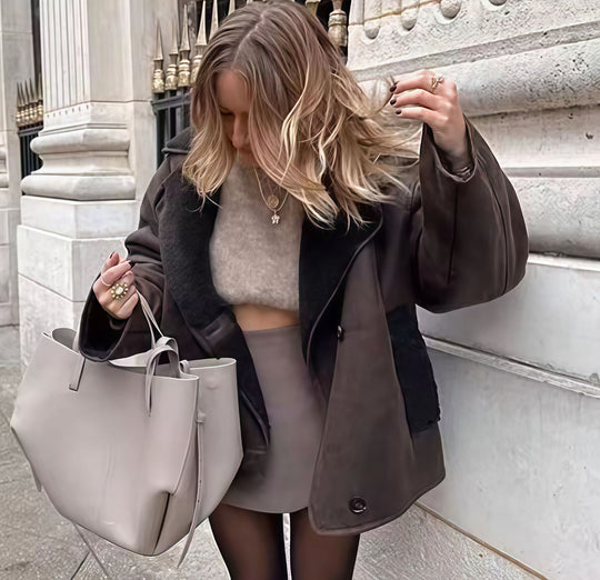 Damen elegante Oversized-Jacke mit weichem Futter und raffinierter Struktur EB