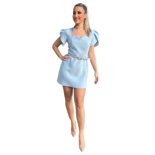 Damen Minikleid mit elegantem Herz-Ausschnitt und voluminösen Puffärmeln EB