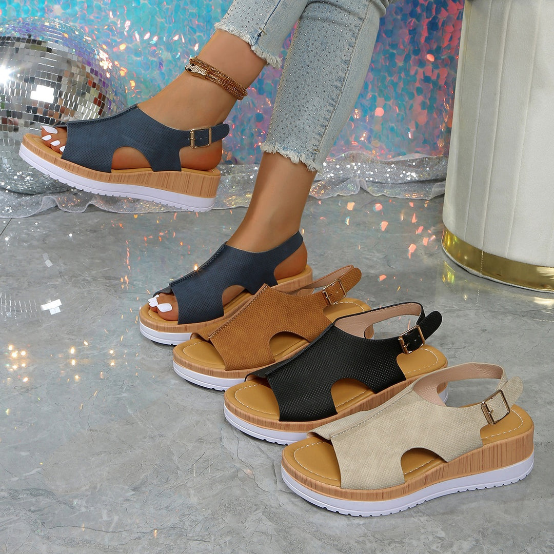 Damen Luftige und modische Sandalen mit Plateau-Absatz EB