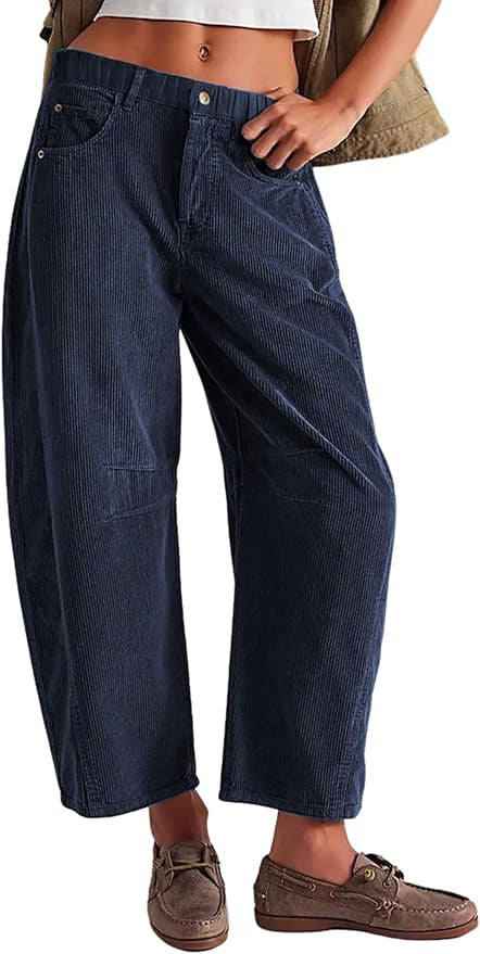 Damen Bequeme und stylische Palazzo-Hosen mit seitlichen Taschen EB