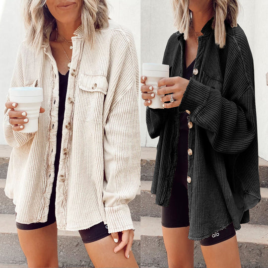 Damen lässige Oversized-Hemdjacke EB