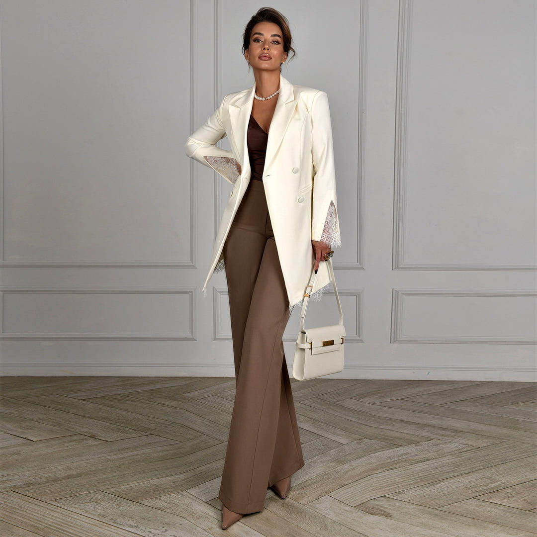 Damen eleganter Blazer mit Spitzenärmeln EB