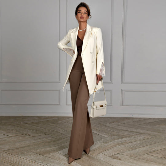 Damen eleganter Blazer mit Spitzenärmeln EB