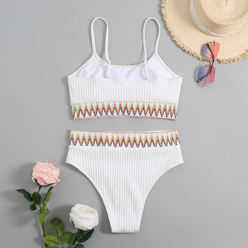 Damen integriertes Bikiniset mit geometrischem Muster EB