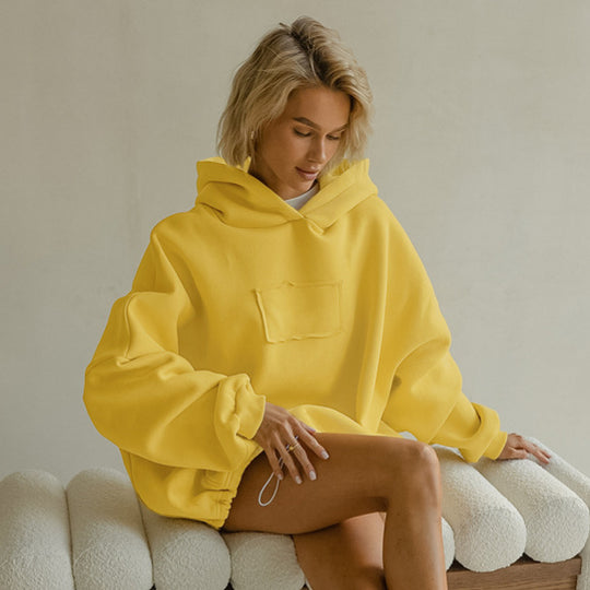 Damen Oversized Hoodie mit Kängurutasche und Kapuze EB