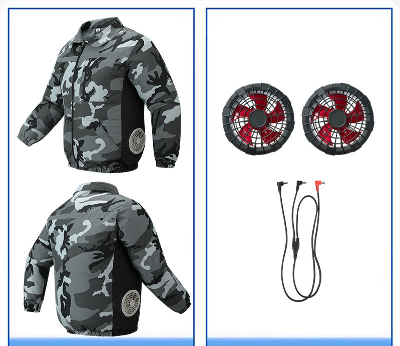 Unisex nan ventilated work cooling jacket with side vent inserts, removable battery compartment and reflective inserts EB