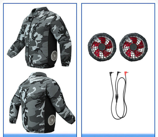 Unisex nan ventilated work cooling jacket with side vent inserts, removable battery compartment and reflective inserts EB