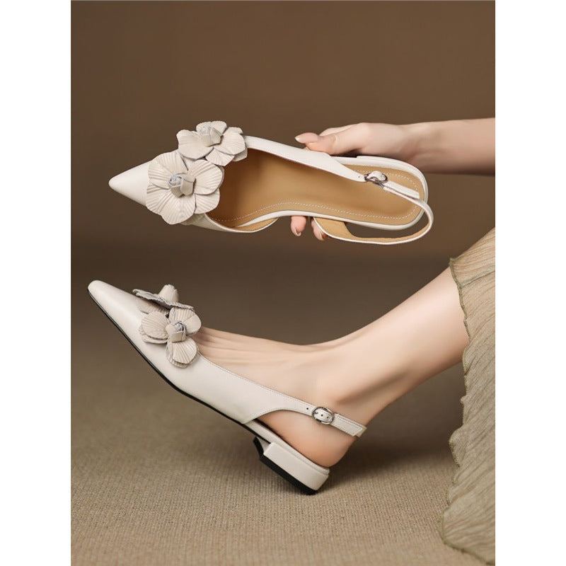 Damen Slingback Ballerinas mit floralem Dekor EB