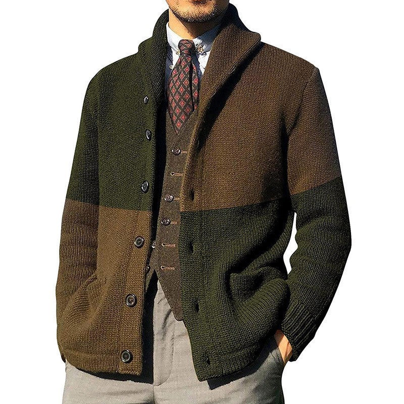 Herren modische Strickjacke mit anspruchsvoller Farbblockierung EB