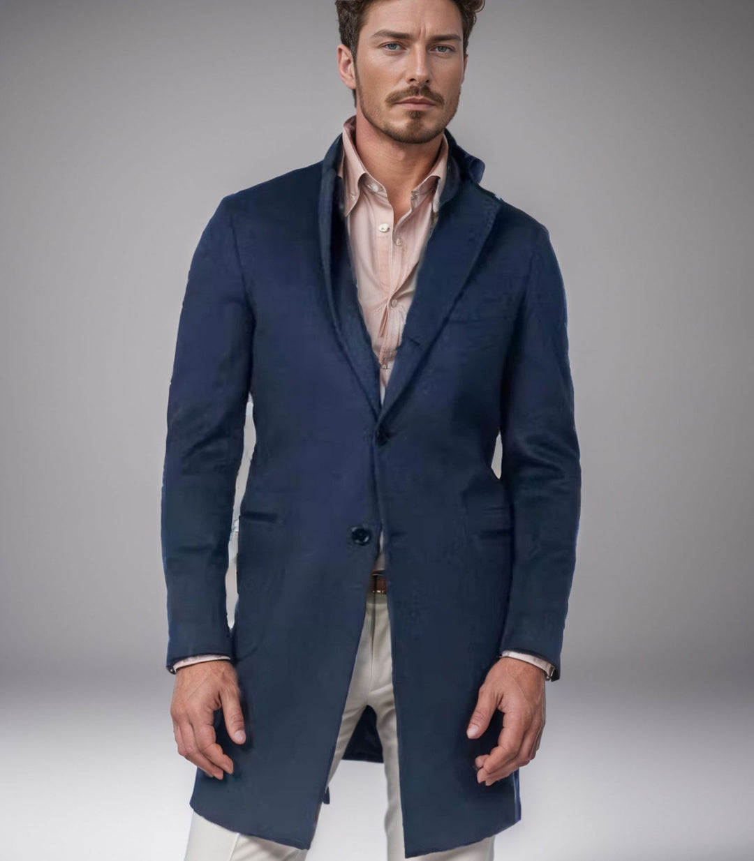 Herren eleganter Langmantel aus weichem Stoff EB