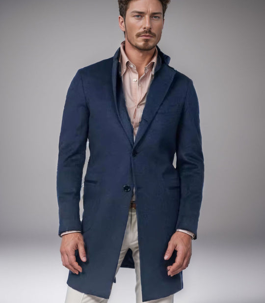 Herren eleganter Langmantel aus weichem Stoff EB