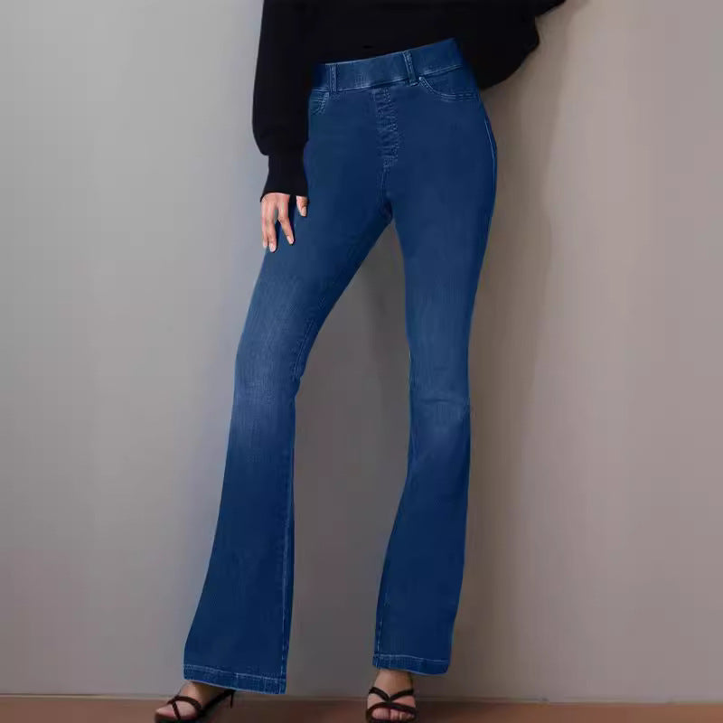 Damen Flared Jeans mit hoher Taille und dezentem Waschung EB