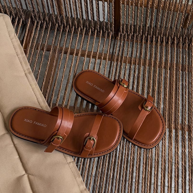 Damen elegante Komfort-Pantoletten mit verstellbarem Riemen und ergonomischer Sohle EB