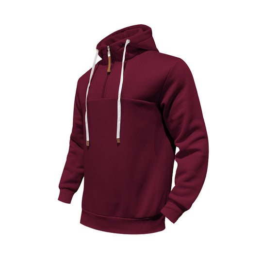 Herren Sportlicher Kapuzenpullover mit halbem Reißverschluss und Kordelzug EB