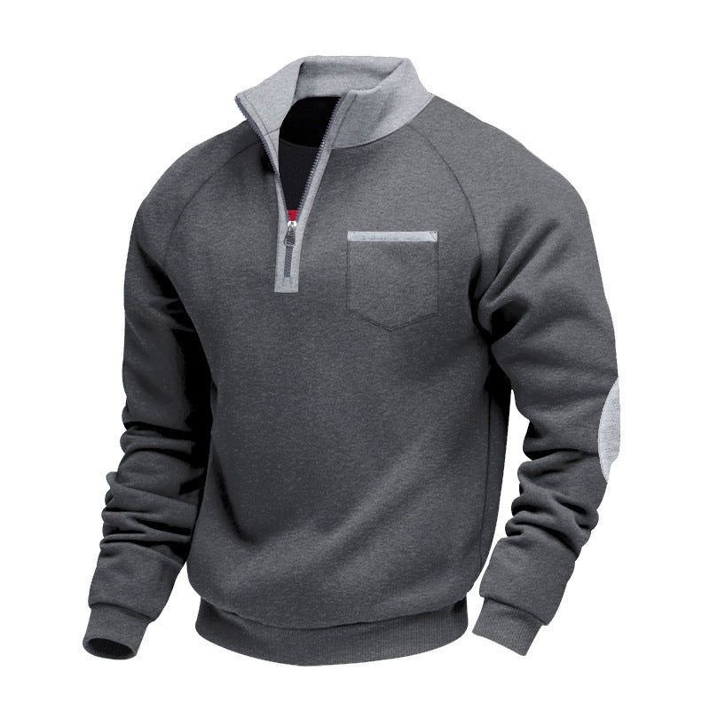 Herren Sweatshirt mit Stehkragen und praktischen Taschen EB