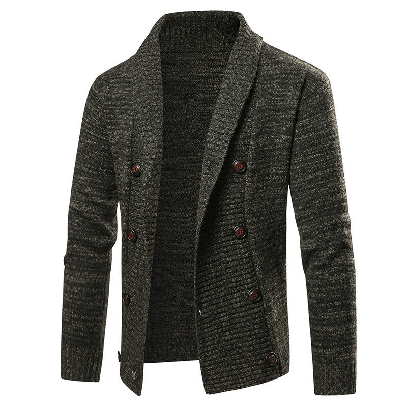 Herren nan Strickjacke mit Schalkragen und doppelter Knopfleiste EB