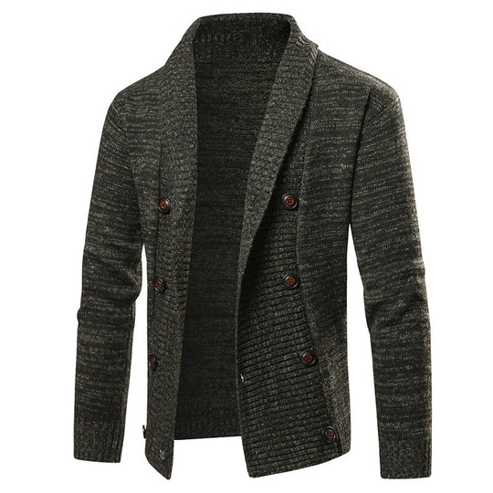 Herren nan Strickjacke mit Schalkragen und doppelter Knopfleiste EB