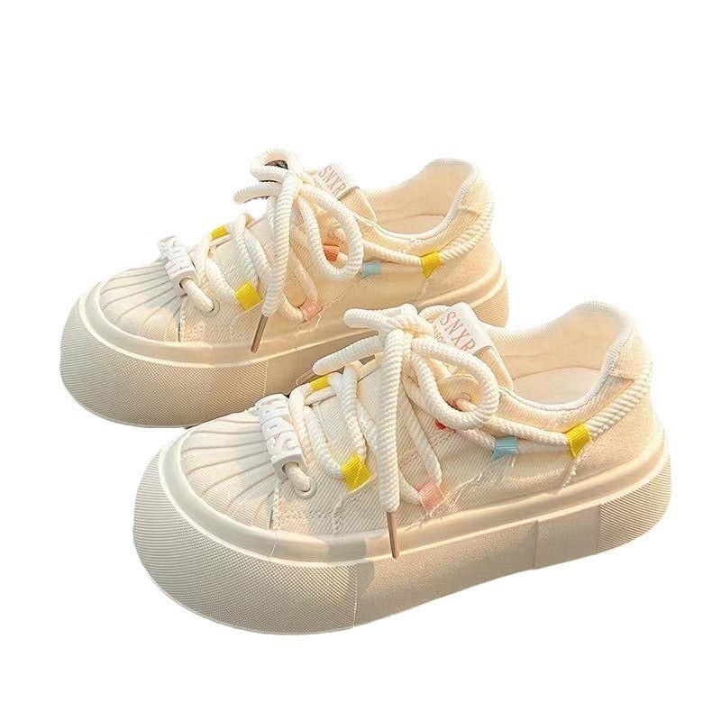 Damen Sportliche Freizeit-Sneaker mit elastischen Schnürsenkeln und atmungsaktivem Obermaterial EB