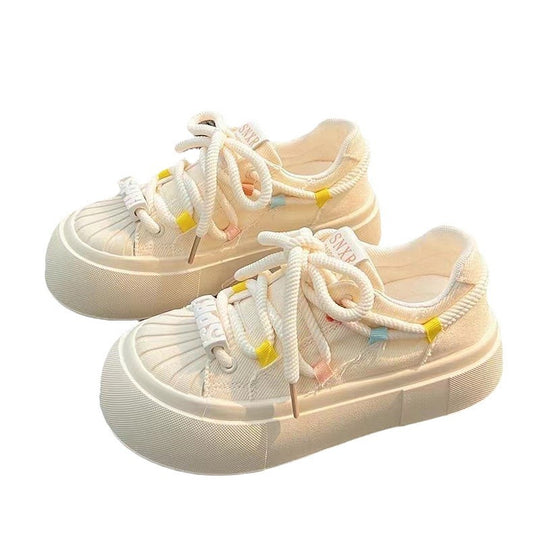 Damen Sportliche Freizeit-Sneaker mit elastischen Schnürsenkeln und atmungsaktivem Obermaterial EB