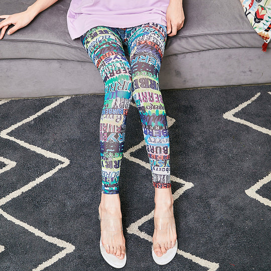 Damen Leggings mit modischem Schriftzug EB