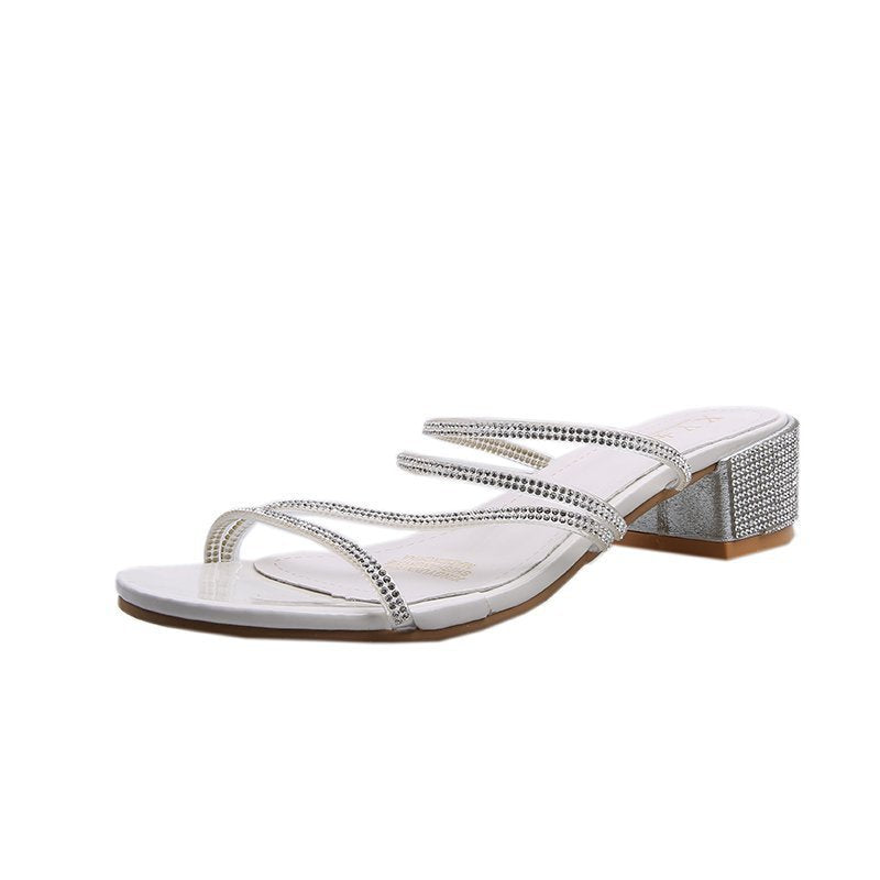 Damen Glamouröse Flachsandalen mit glitzernden Riemchen EB