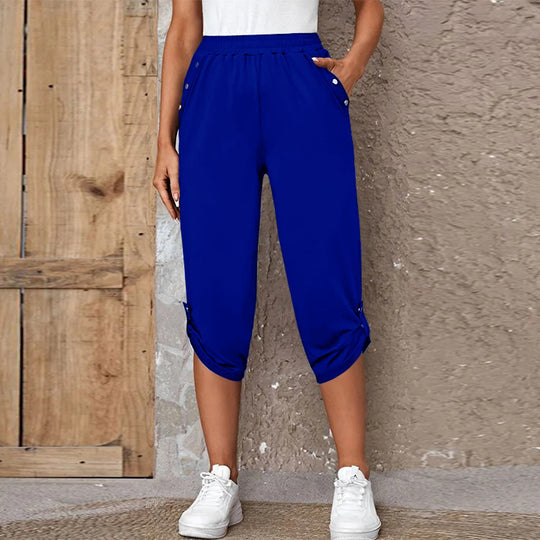 Damen sportliche Freizeithose mit elastischem Bund und praktischen Seitentaschen EB