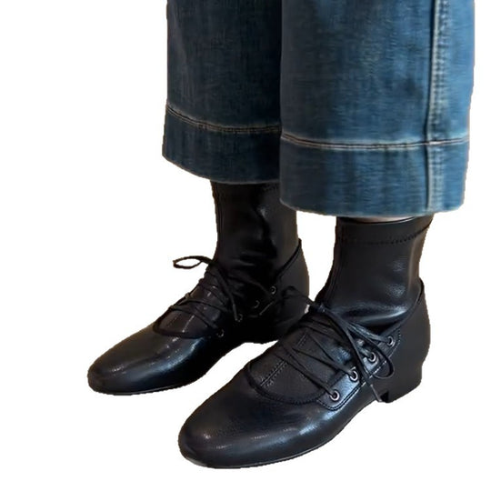 Damen zeitlose Ankle Boots mit hohem Schaft und eleganter Schnürung EB