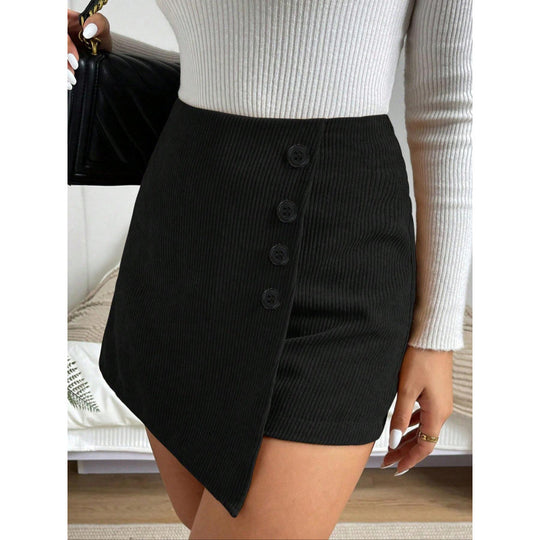 Damen Minirock mit Knopfdetails EB