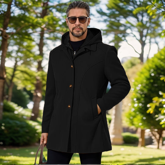 Herren elegante Übergangsjacke mit Kapuze und ausgestellten Abnähern EB