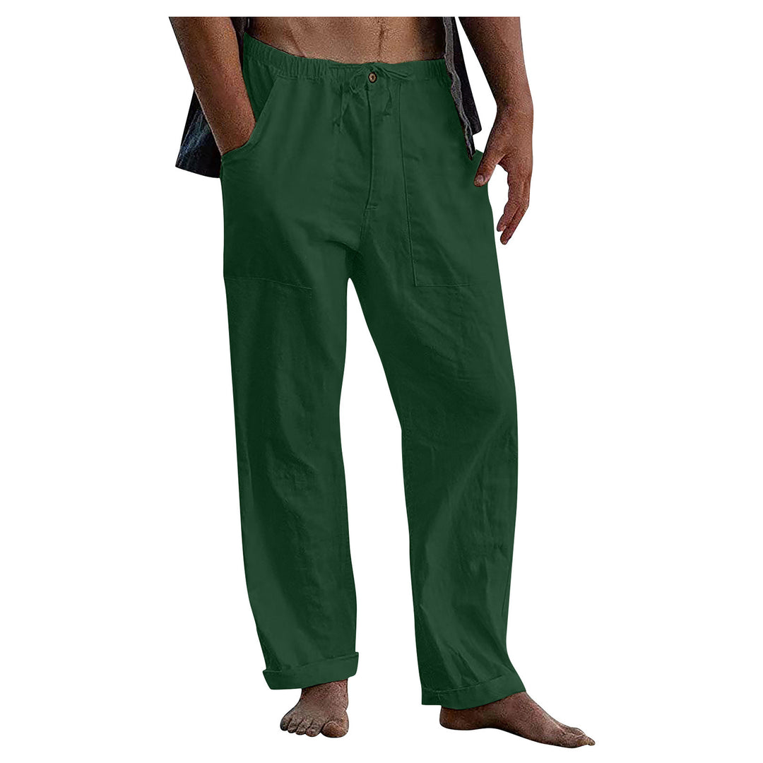 Herren nan lockere Leinenhose mit Gummibund und aufgesetzten Seitentaschen EB