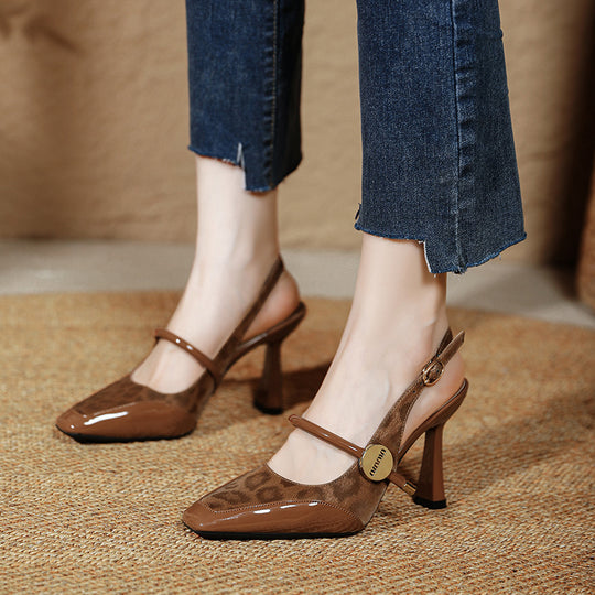 Damen Slingback Pumps mit eleganter Lack- und Velours-Kombination EB
