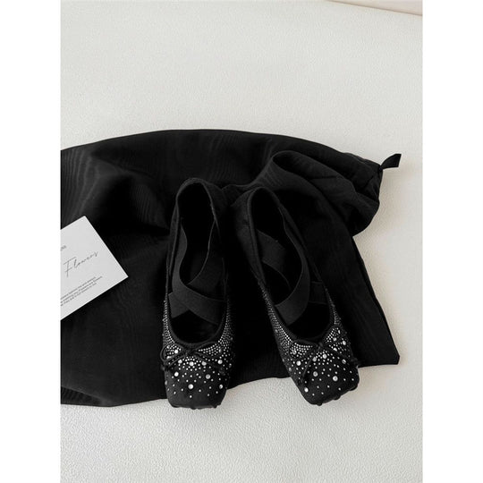Damen Elegante Ballerina mit Strassverzierungen EB