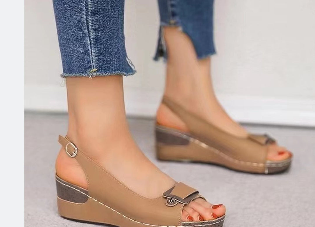 Damen Slingback Keilsandaletten mit komfortabler Sohlenstruktur EB