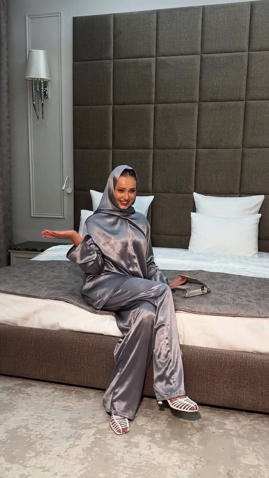 Damen luxuriöses Satin Set mit weitem Schnitt EB