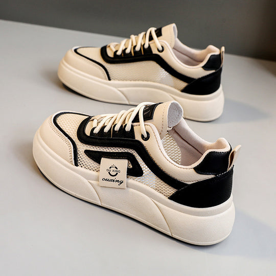 Damen Trendige Sneaker mit atmungsaktivem Mesh-Obermaterial und komfortablem Plateau EB